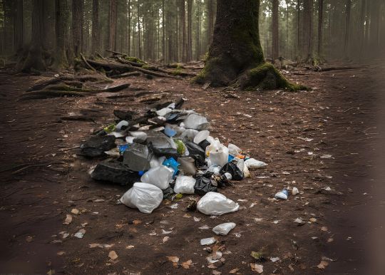 déchets au sol d'une forêt