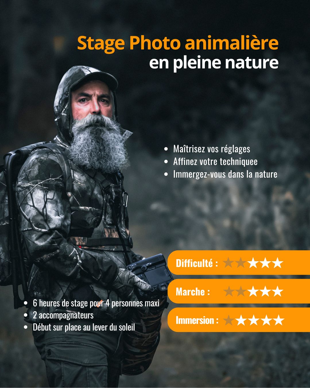 Stage photo animalière objectif faune